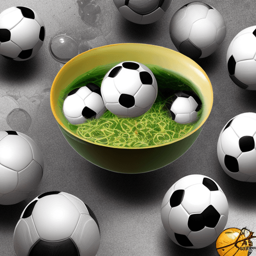 AI generated: create a logo with soccer balls in a bowl of soup