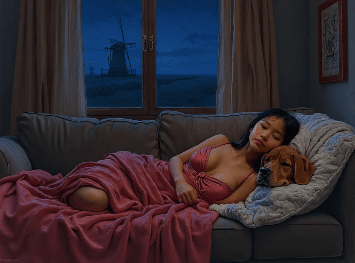 AI generated: Dormir avec une petite fille asiatique