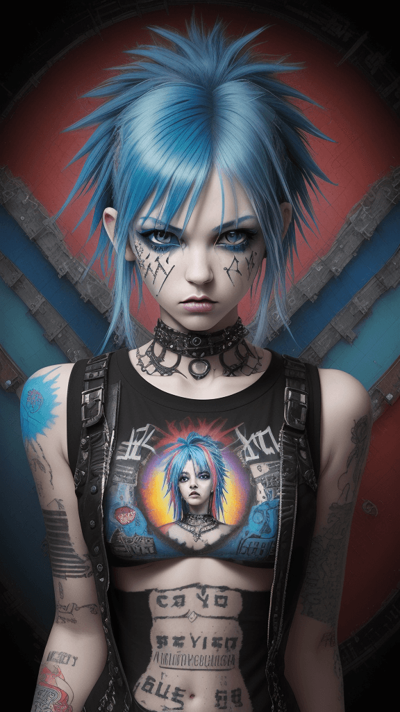 AI generated: (Masterpiece, Top Quality, Best Quality, Official Art, Punk Beauty and Aesthetics: 1.2), (1 Punk Gir...