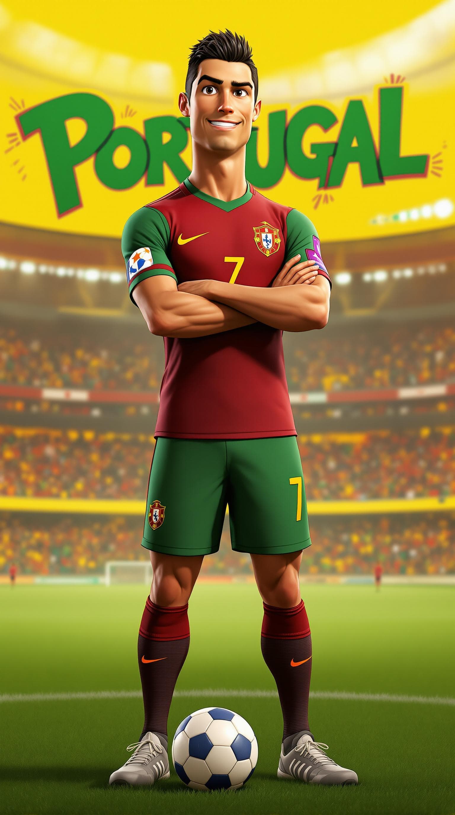 AI generated: Full body protrait of Cristiano Ronaldo, Mature athletic Portugal footballer, tall and lean build, w...