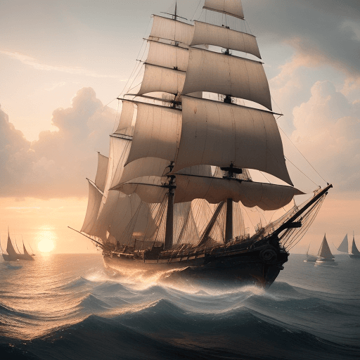 AI generated: Photo of a ultra realistic sailing ship, dramatic light, pale sunrise, cinematic lighting, battered,...