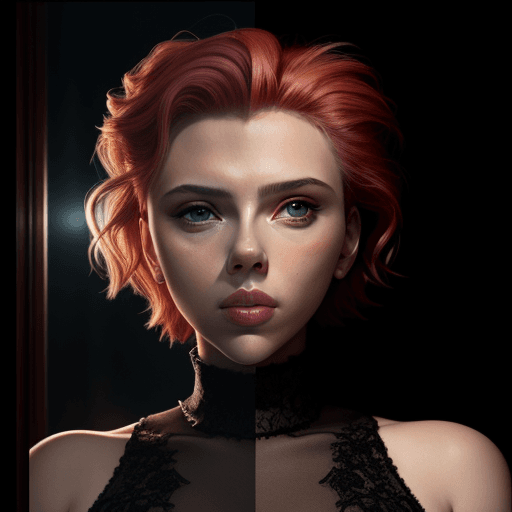 AI generated:  Scarlett Johansson - portrait - photo
Split Lighting