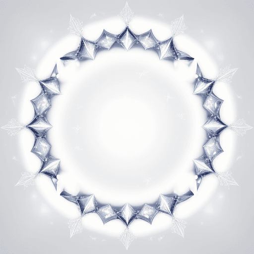AI generated: a full white and ethereal background with a crystallized circle floating in the middle of the screen...