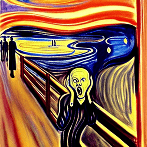 AI generated: reinterpretation of the painting the scream Edvard Munch using the Da Vinci style