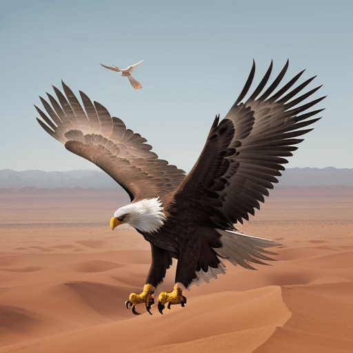 AI generated: The eagle, a majestic and revered symbol of power and freedom, commands attention in this scene. Its...