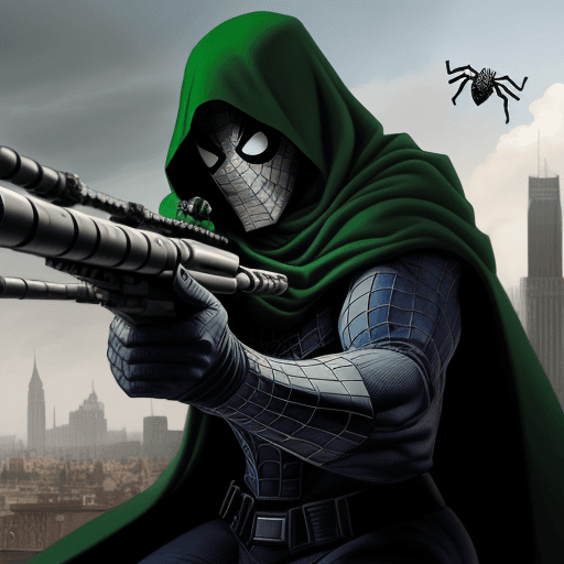 AI generated: Hyper realistic Doctor doom Shoot Spider Man With A AWM gun
