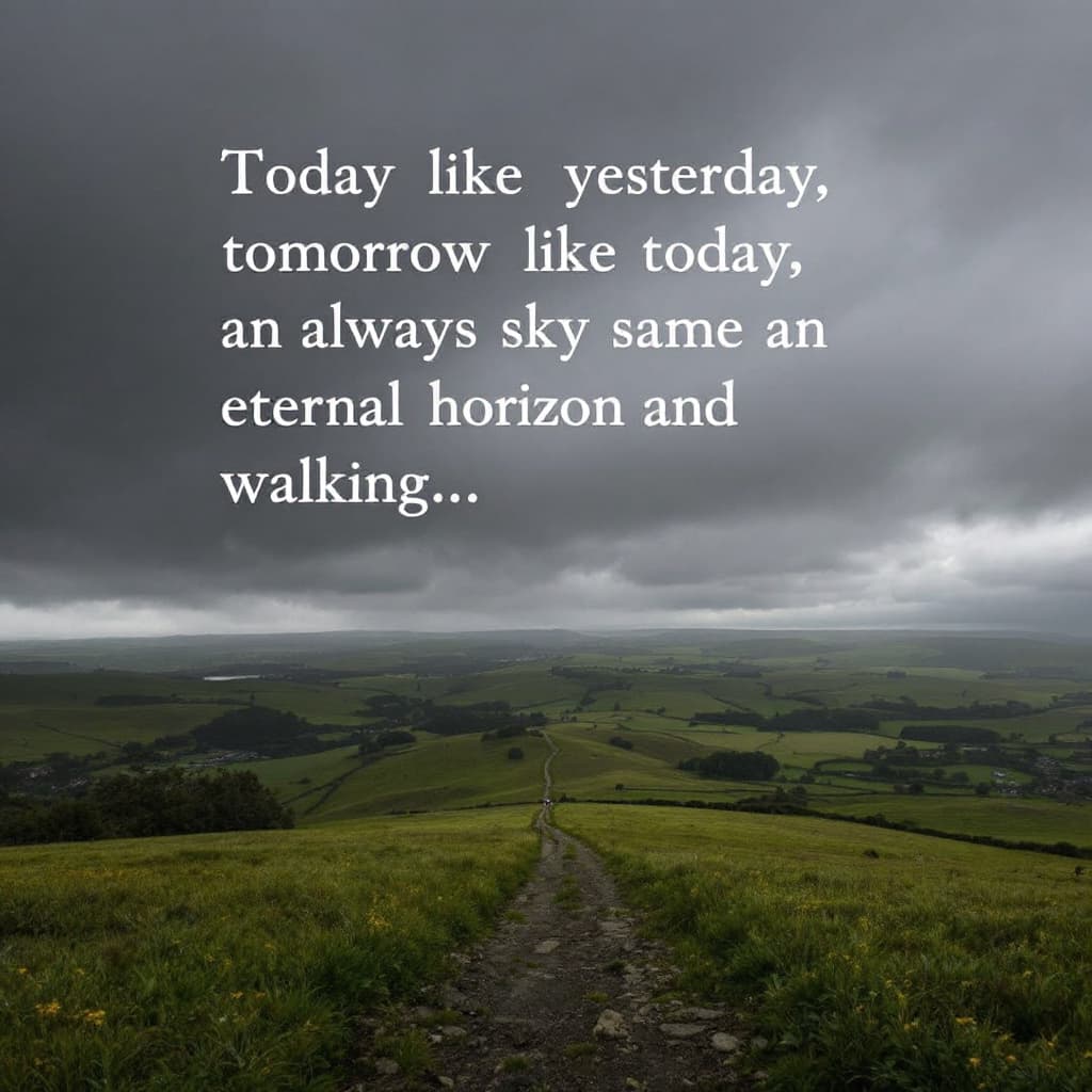 AI generated: Photo of a landscape related to these verses.
Today like yesterday, tomorrow like today 
and always ...
