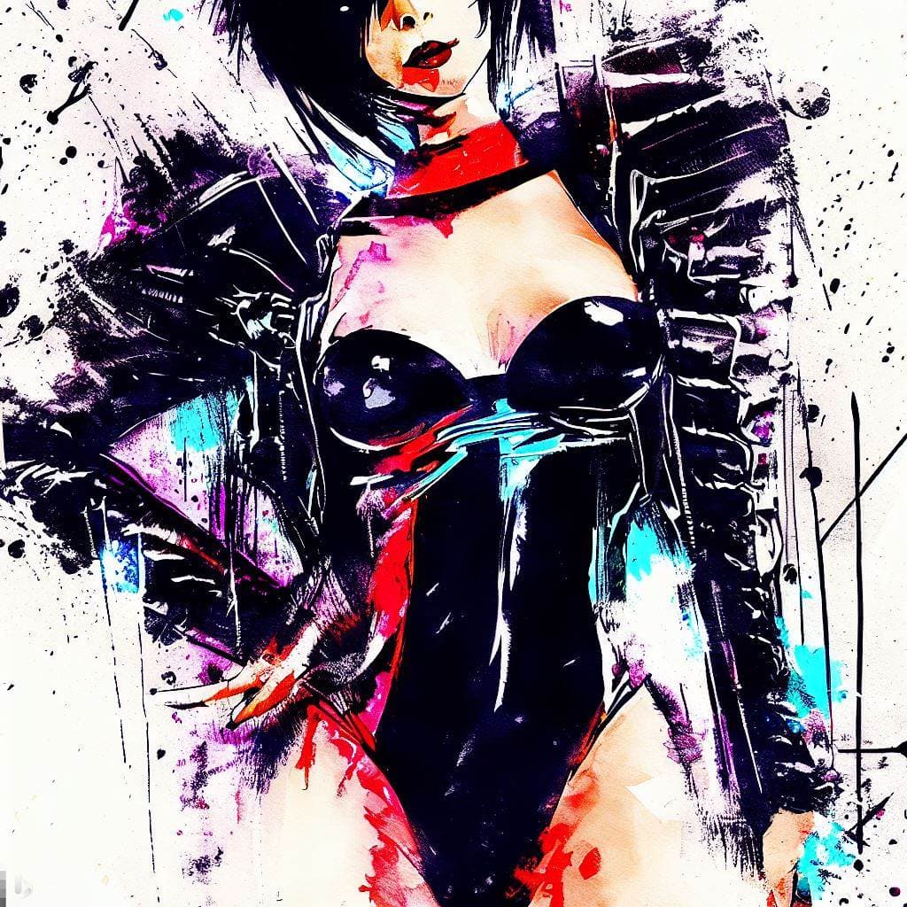 AI generated: anime artwork, A photo of a punk-inspired, edgy-looking young woman with a slender frame, anime styl...