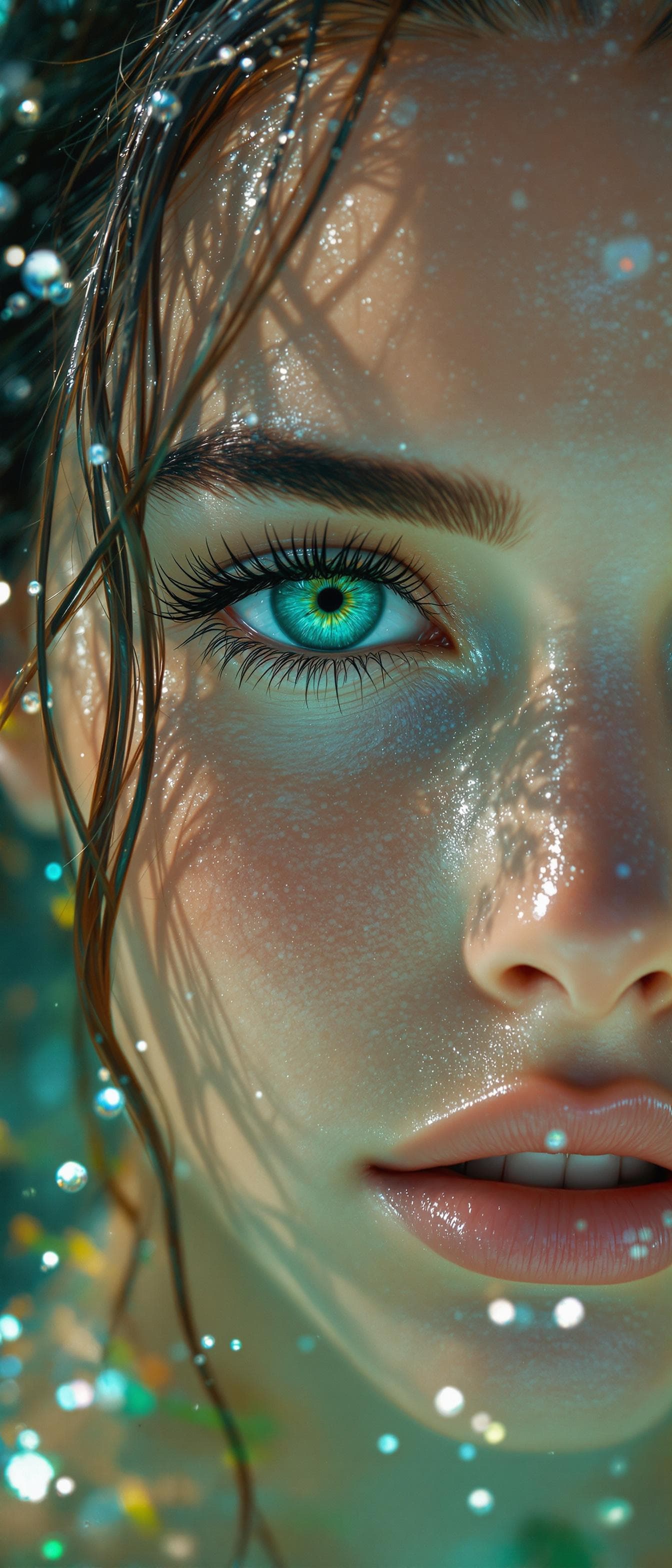 AI generated: Create a highly detailed, cinematic close-up of a breathtakingly beautiful woman with extraordinary ...