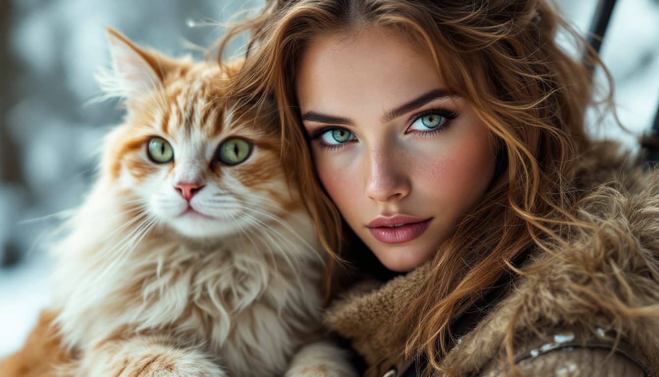 AI generated: 
photo réaliste et détaillé d'une femme barbare belle et généreuse avec des yeux vert et de longs ch...