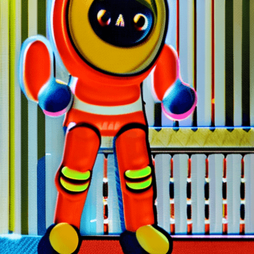 AI generated: Astronaut orange M&M with cat ears in space.