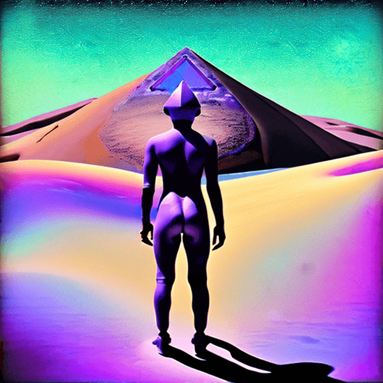 AI generated: album cover illustration of a strange mysterious desolate desert with blue sand , painting like ,blu...