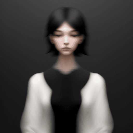 AI generated: blurry image of a girl, in the style of minimalist beauty, androgynous, light black, mote kei, seren...