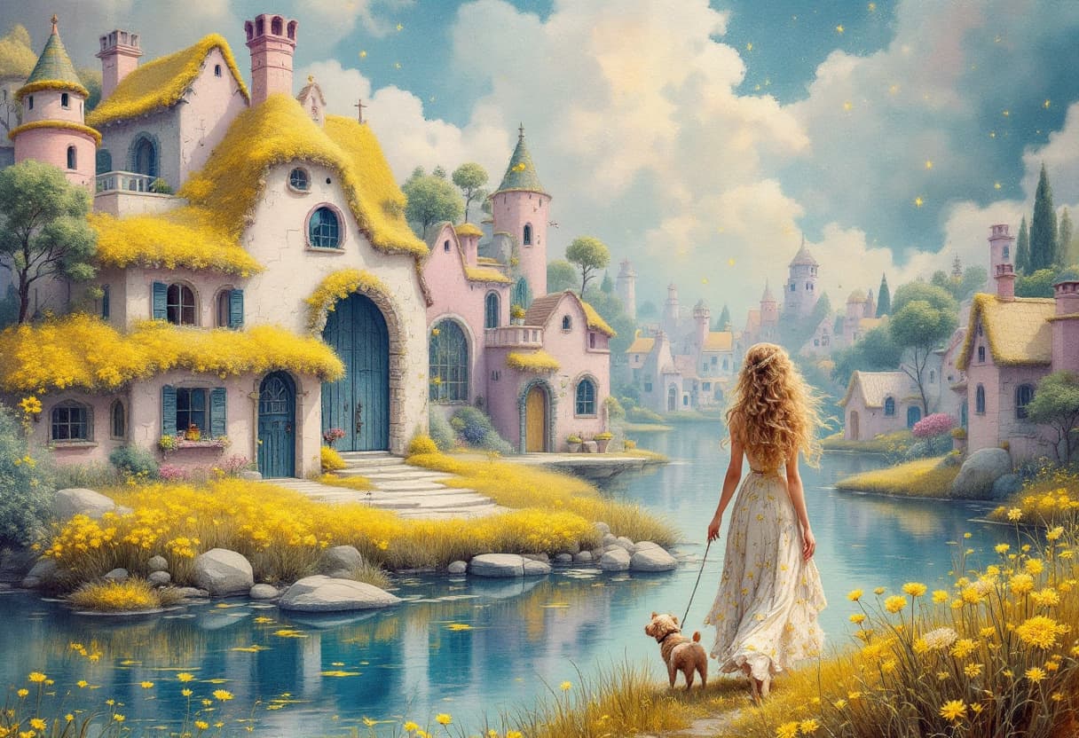 AI generated: Totally Surrealistic Masterpiece. Watercolor wet on wet, gouache, excess water, soft to medium paint...