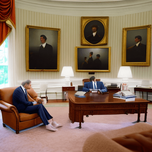 AI generated: jd vance sitting in the oval office of the white house on a prominent couch with the focus being on ...