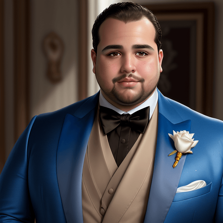 AI generated: A photorealistic portrait of an overweight Latin American white skin man, with short brown hair a re...