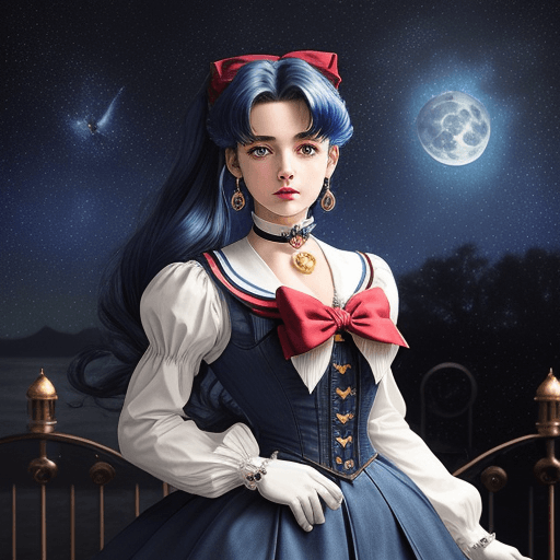AI generated: Masterpiece, best quality, (1 girl), super sailor moon in Victorian steampunk design, denim shot, ni...