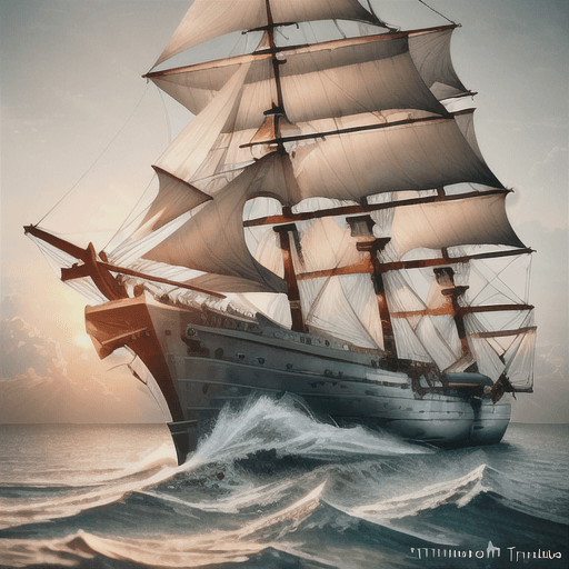 AI generated: Photo of a ultra realistic sailing ship, dramatic light, pale sunrise, cinematic lighting, battered,...