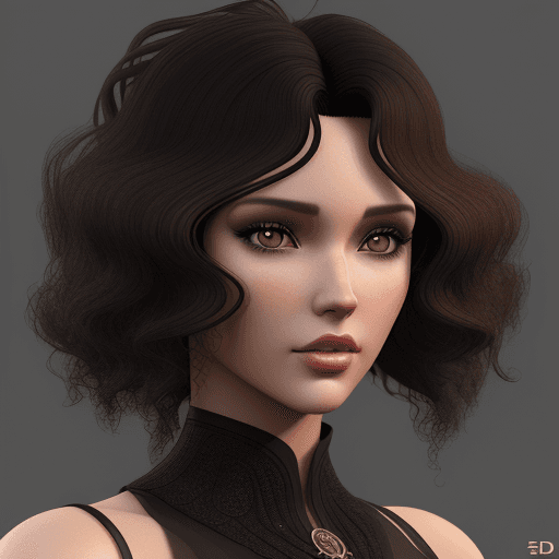 AI generated: a model with curly black hair, in the style of daz3d, close-up, hazy, wavy, brown, tondo, ferrania p...