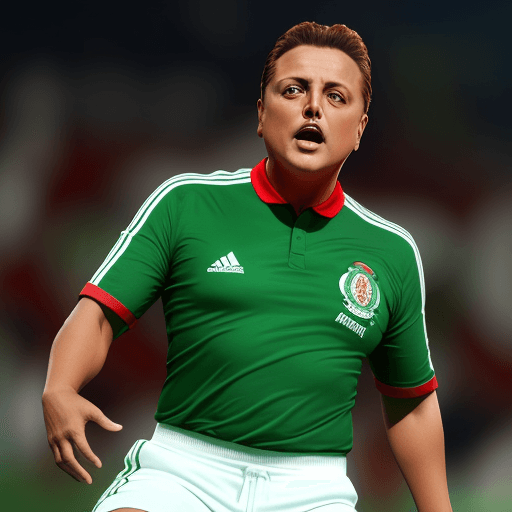 AI generated: Famous mexican singer Luis Miguel wearing a soccer uniform which conists of a green jersey, white sh...