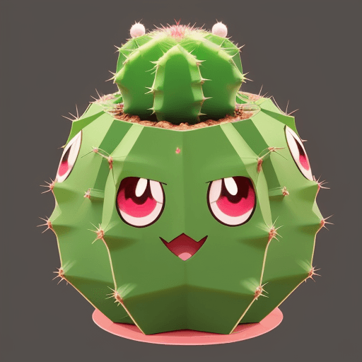 AI generated: A cute cactus fruit with manga eyes, manga, intricate artwork, 2d animation, one piece, bloxfruit, p...