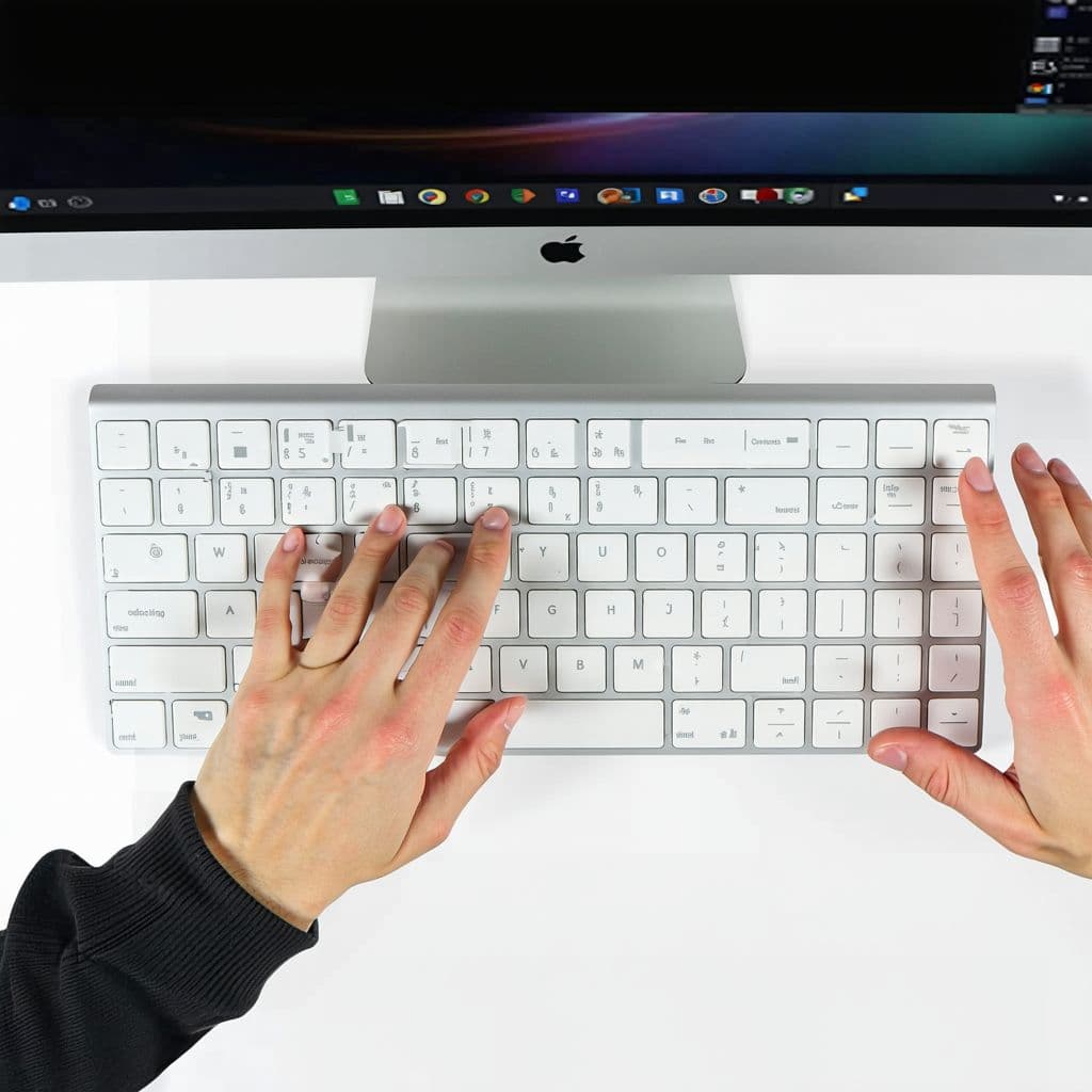 AI generated: image of hands working on a keyboard and a screen