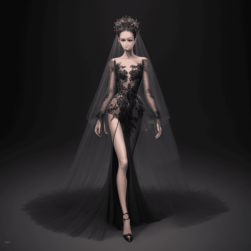 AI generated: A stunning minimalist couture dress by Elie Saab, featuring a transparent bodice adorned with delica...
