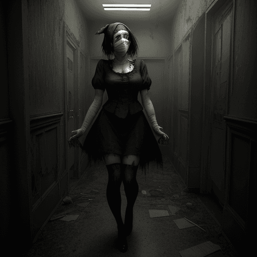 AI generated: 64k photorealistic wide angle dramatic masterpiece of a gorgeous gothic woman dressed in a old tatte...