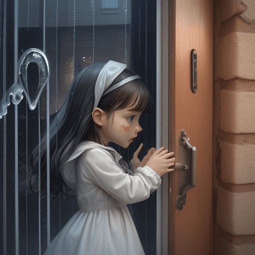 AI generated: 🌧️👧💔🍞🚪✨  
