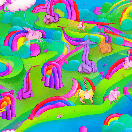AI generated: Illustration of a unicorn candy land.