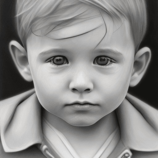 AI generated: sketch of a little boy's face, expressive line-work, in the style of beautiful portraits --ar 35:64 ...