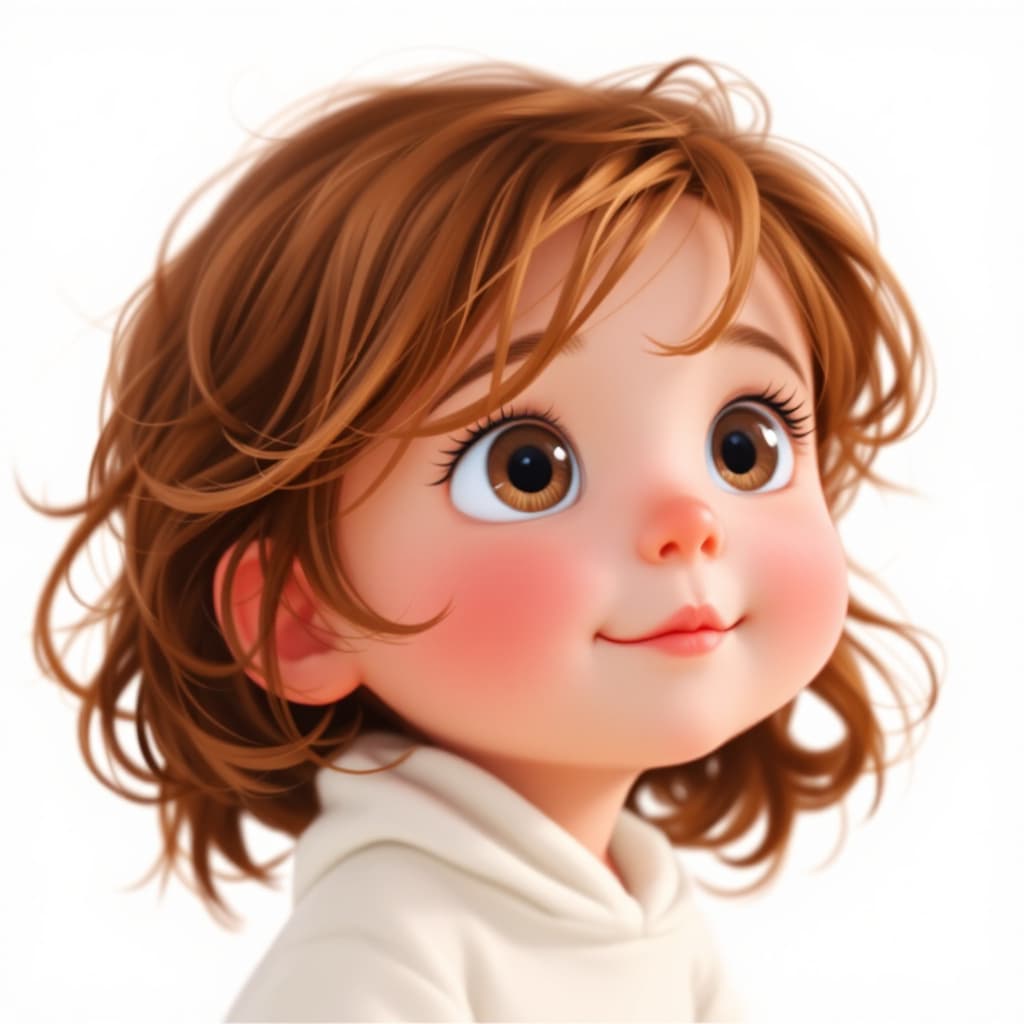 AI generated: a simple cartoon of a beautiful baby with brown hair , white background, princesscore, I can't belie...