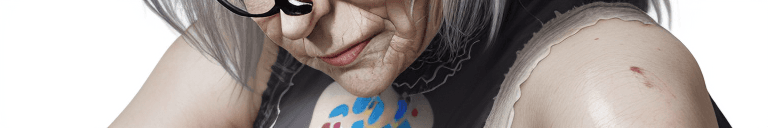 AI generated: a photo of a  old Woman in a Leotard(detailed face), (detailed realistic skin) messy hair, simple wh...