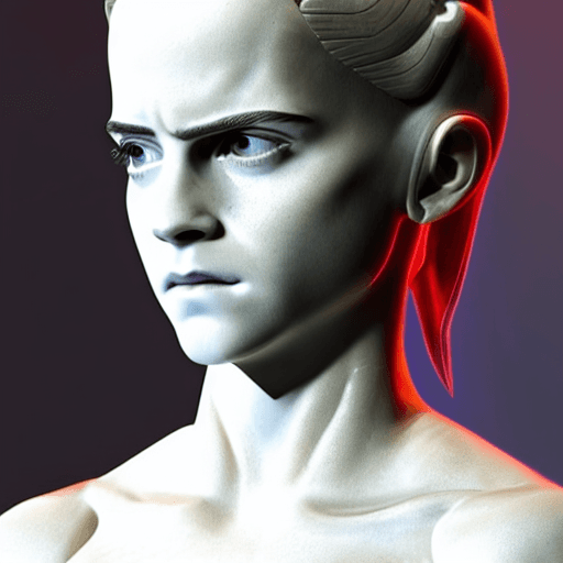 AI generated: cyborg woman emma watson Miyazaki| with a visible detailed brain| muscles cable wires| biopunk| cybe...