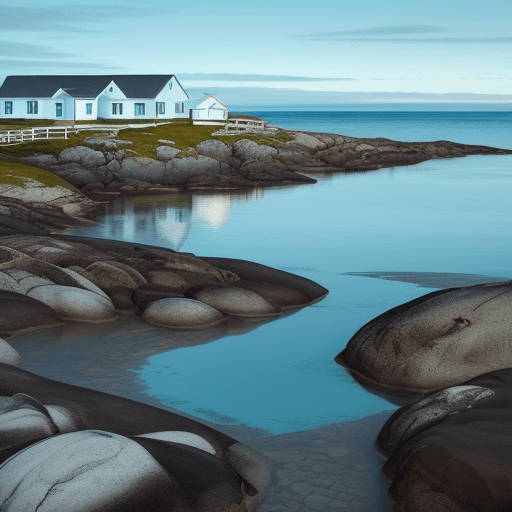 AI generated: Craft a clean and evocative prompt that captures the authentic essence of Fogo Island during dayligh...