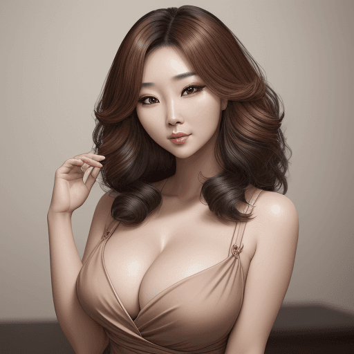 AI generated: asian attractive woman with her hair curled, cleavage exposed, in the style of samyang af 14mm f/2.8...
