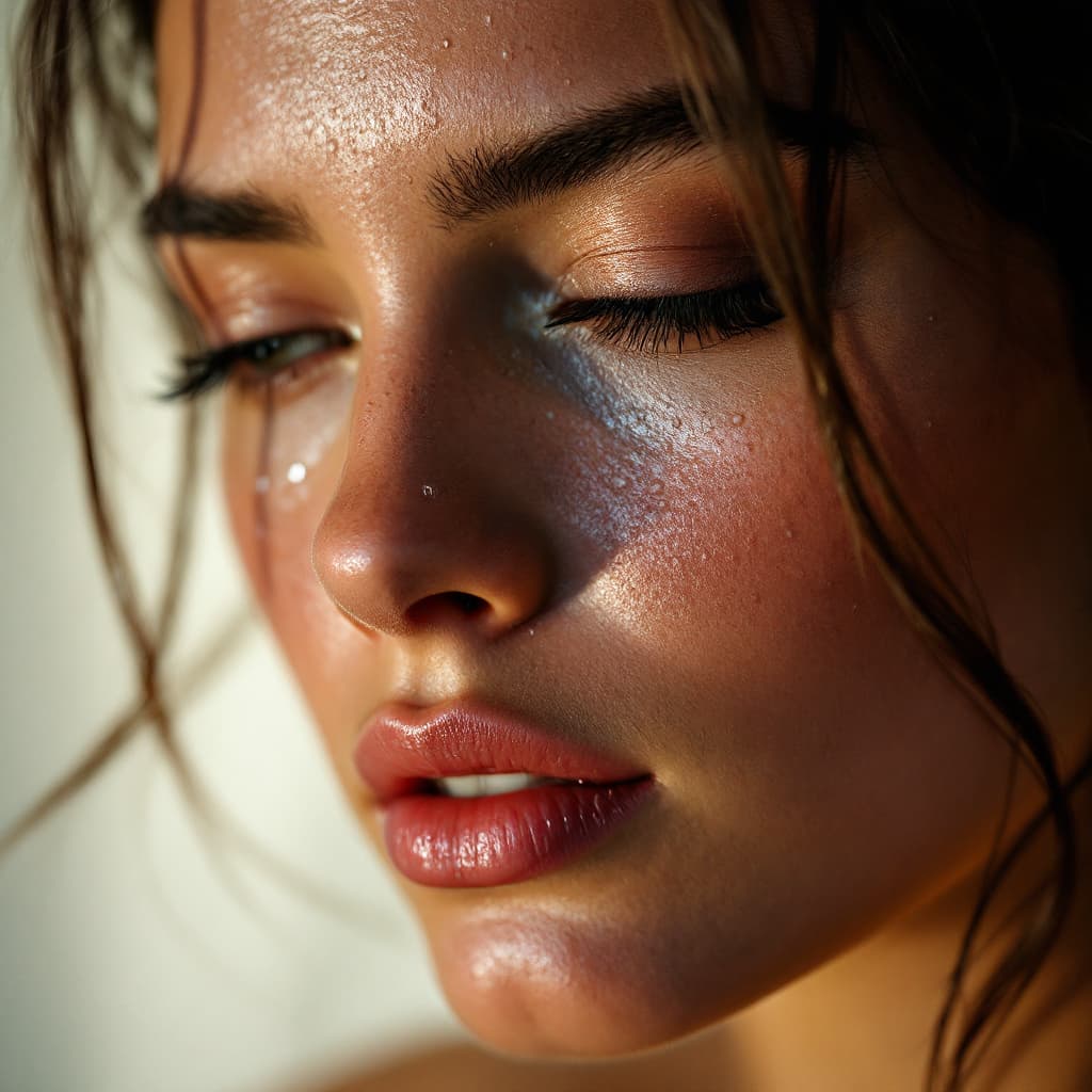 AI generated: drops on her face 