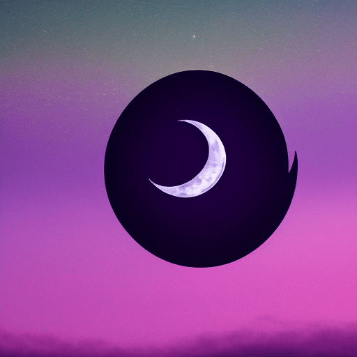 AI generated: 8k image of a crescent moon , in dim purple blur/cloudy background , beautiful scenery , "de luna" w...