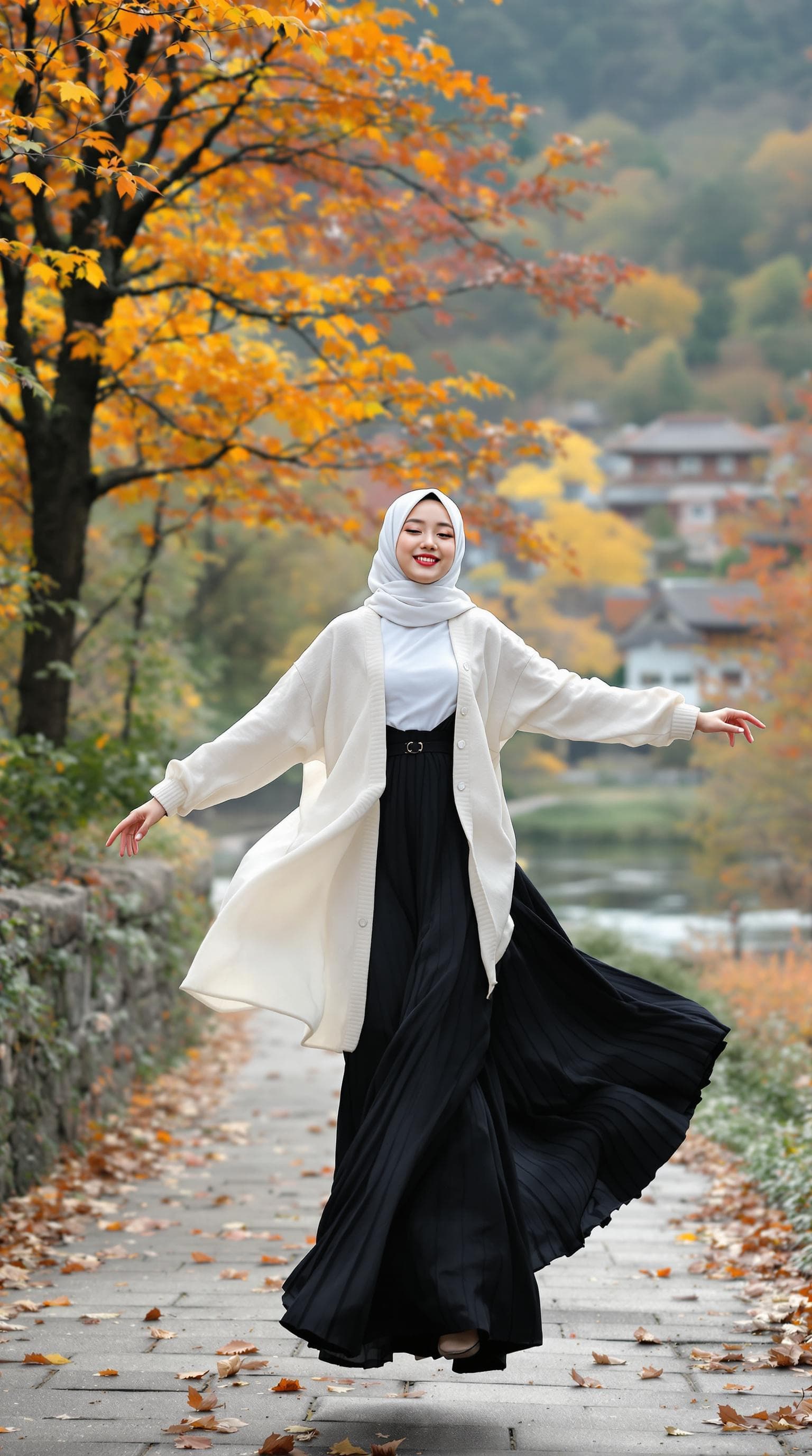 AI generated: realistic, japanese girl, beautiful girl, ulzzang face, shot front middle, upper body, Pose by jumpi...