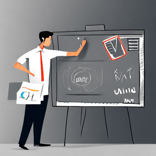 AI generated: png white background, person presenting a plan on a whiteboard, in the style of animated illustratio...