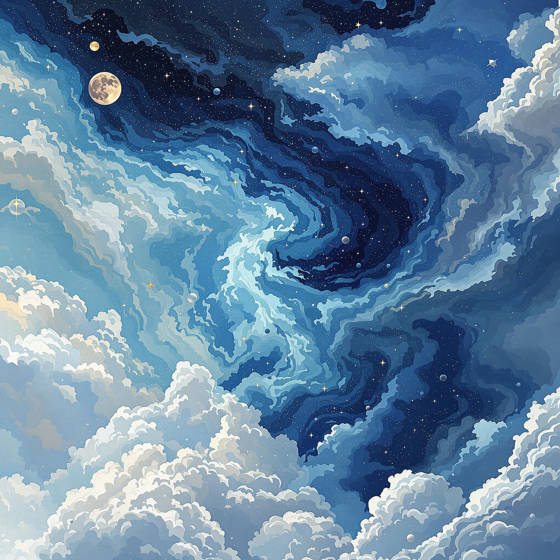 AI generated: photo illustration from a world in the clouds, in the style of tanya shatseva, the stars art group (...