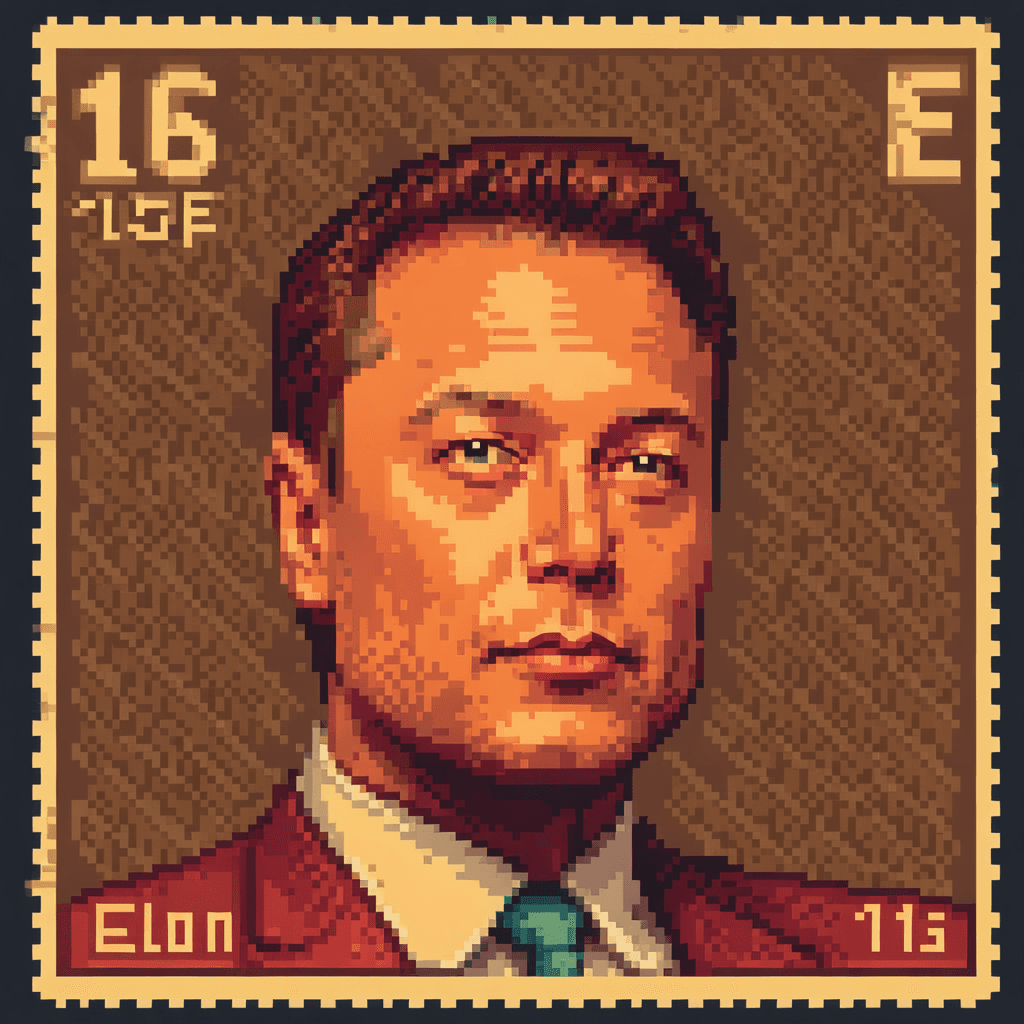 AI generated: Elon Musk, SAI Pixel Art