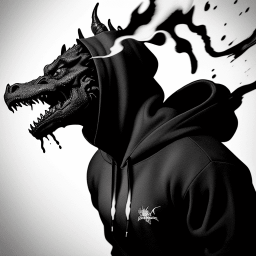 AI generated: in the style of a black and white  ink drawing, a  dark-skinned dude wearing a black hoodie with sho...