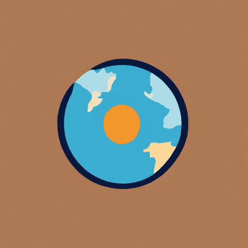AI generated: flat vector logo of circle, gradient, fox wrapped around earth, simple minimal, by Ivan Chermayeff