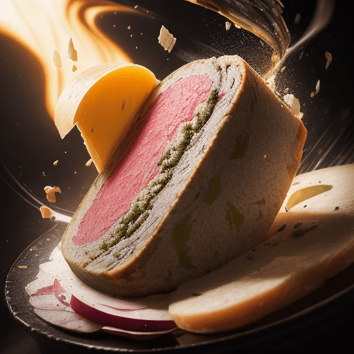 AI generated: A pate falling in pieces juicy, tasty, hot, promotional photo, intricate details, hdr, cinematic, ad...
