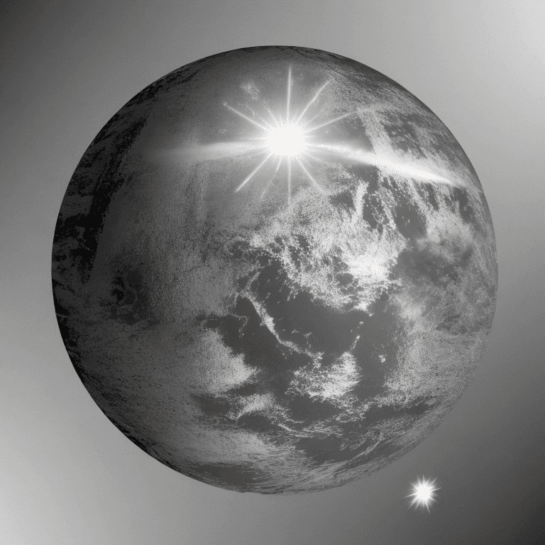AI generated: realistic white sun planet on black background