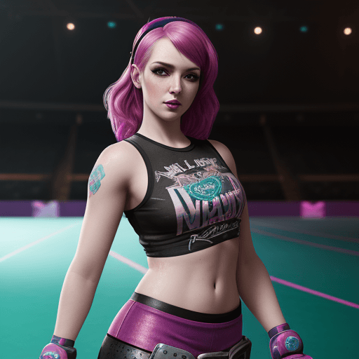 AI generated:  A very pretty lady doing roller derby ,hyperrealism, photorealistic, 8k, unreal engine? full charac...