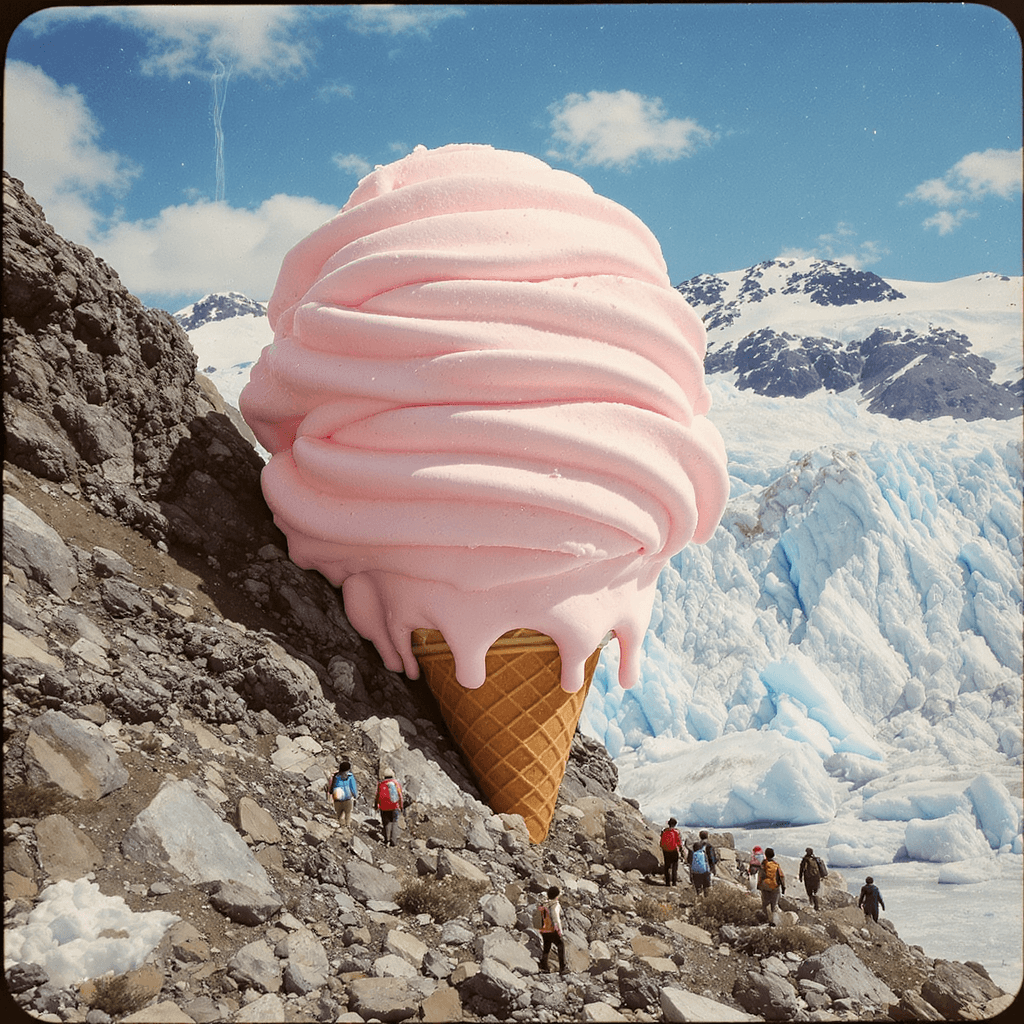AI generated: A surreal vintage-style photograph. A group of African American hikers walk along a rocky path besid...