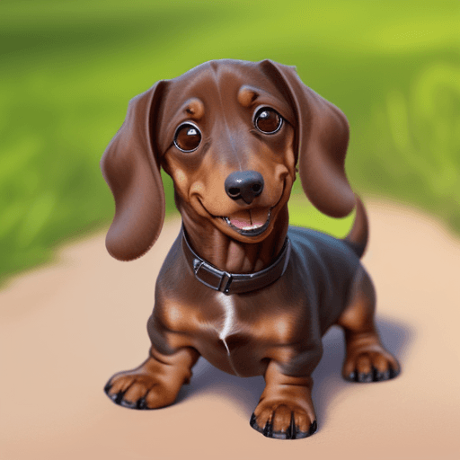 AI generated: cute brown Dachshund smiling and waving, realistic style