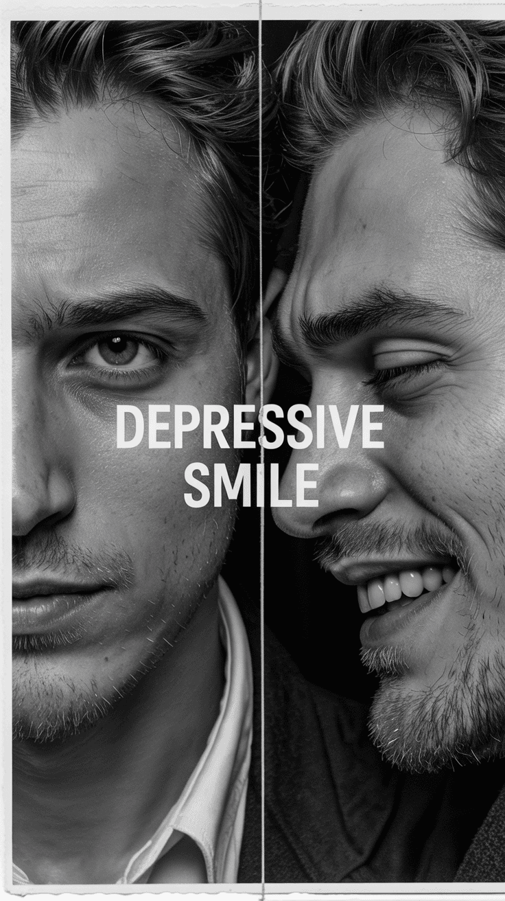 AI generated: B&W photography,closeup portrait of two man in same faces,face to face,looking in different moods,th...